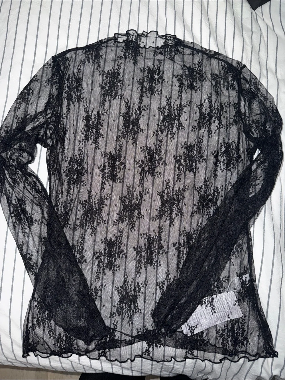 Black Lace Long-Sleeve Sheer Top - Women Intimates & Sleepwear